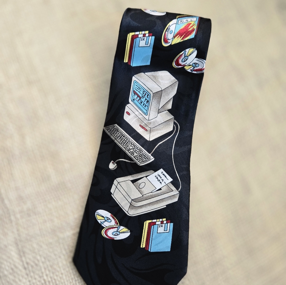 Vintage Renaissance Computer Themed IT Tie. Handmade